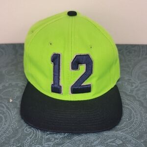 Seahawks Lime Green & Blue Embroidered 12 Baseball Asjuatable Snapback Cap